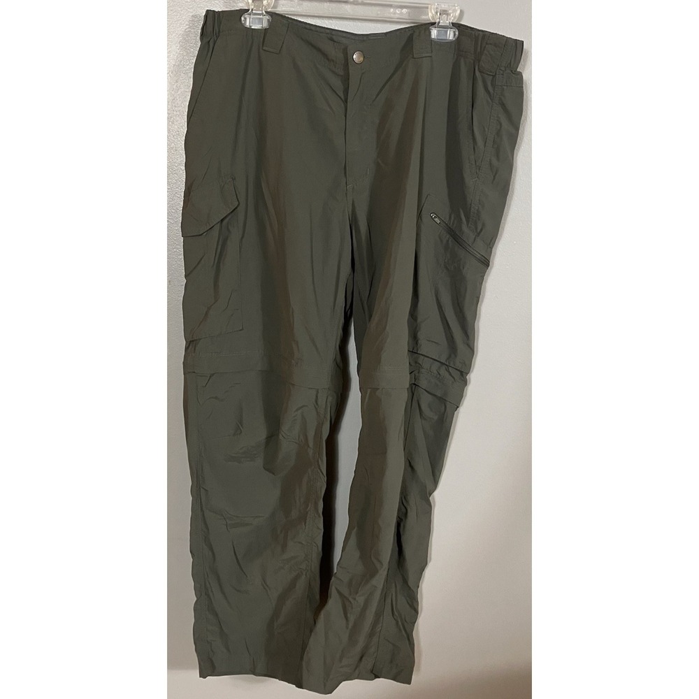 Columbia Pants Men's 40x30 Hiking Convertible Silver Ridge Zip Off Ripstop Green